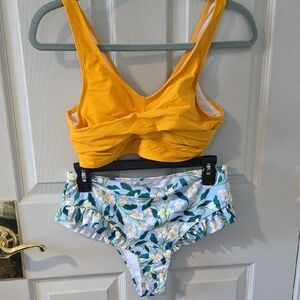 Yellow and Floral Bikini Set